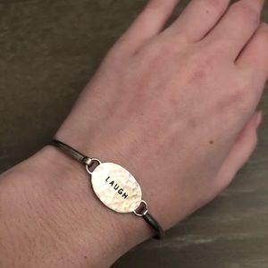Distressed plate LAUGH bangle